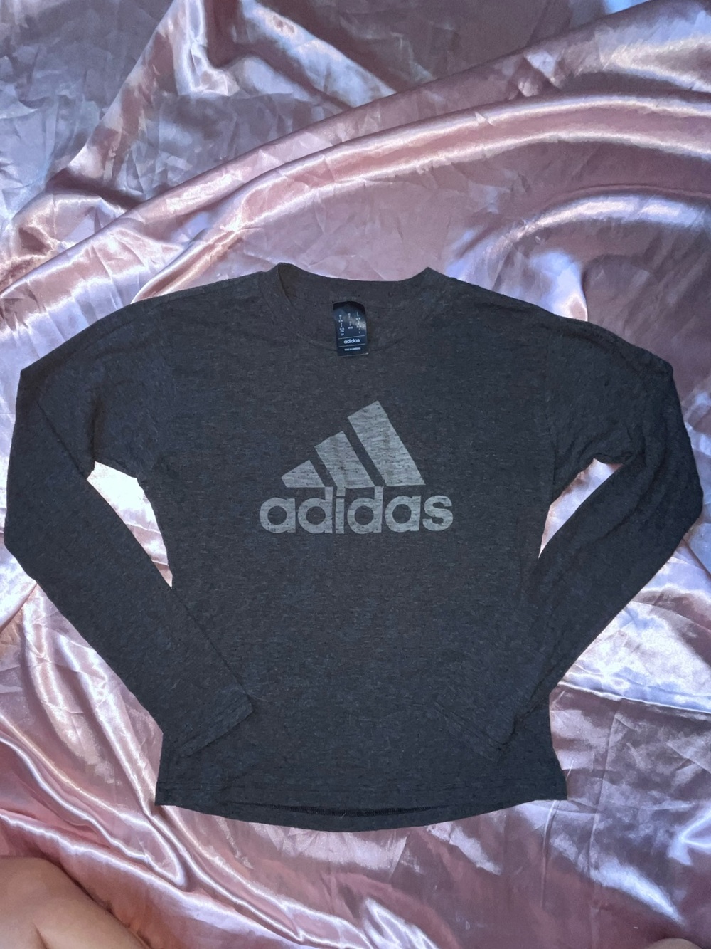 adidas Dark Gray Long Sleeve Logo Tee